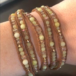 Chan Luu beaded wrap brown & beige bracelet